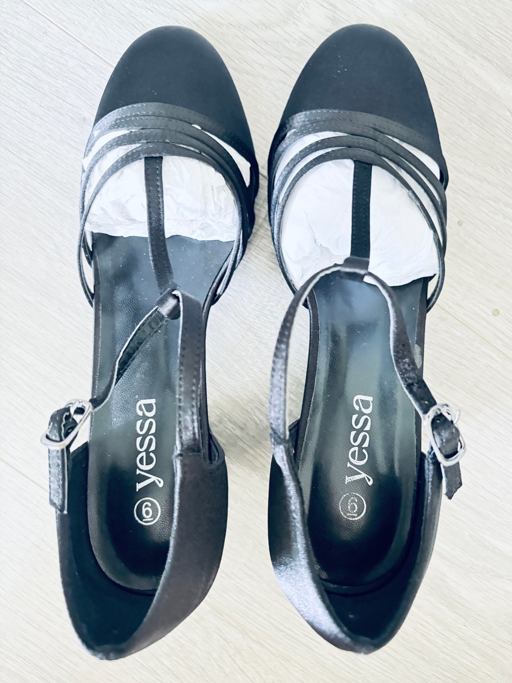 Black T-Strap Evening Heels with Buckle 1920’s style Latin dance shoes